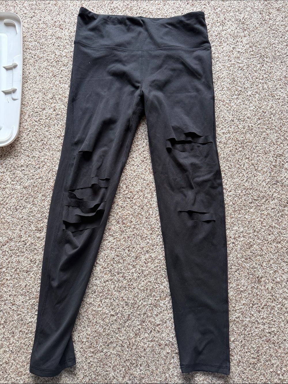 Mono B Black Women's Ripped Knee Leggings